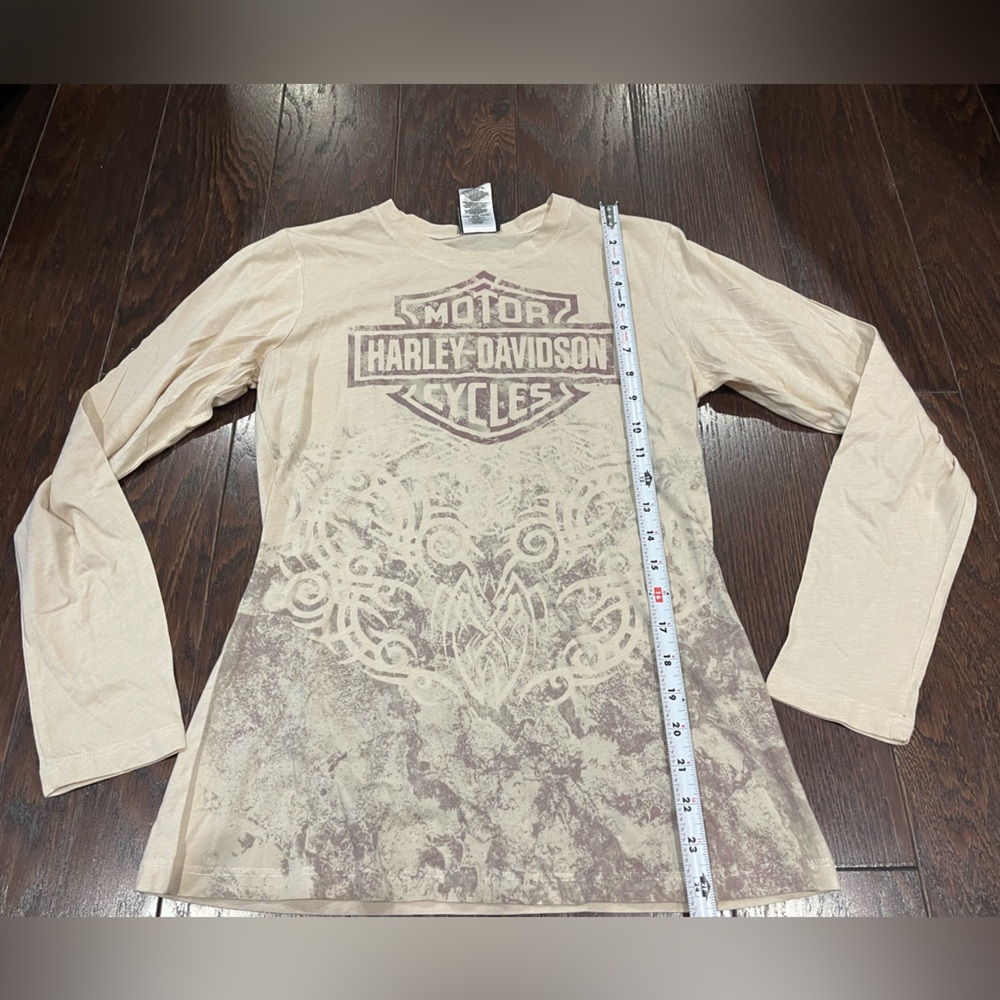 Harley Davidson Kokomo Indiana Beige Women Size Large Long sleeve shirt - Picture 4 of 7